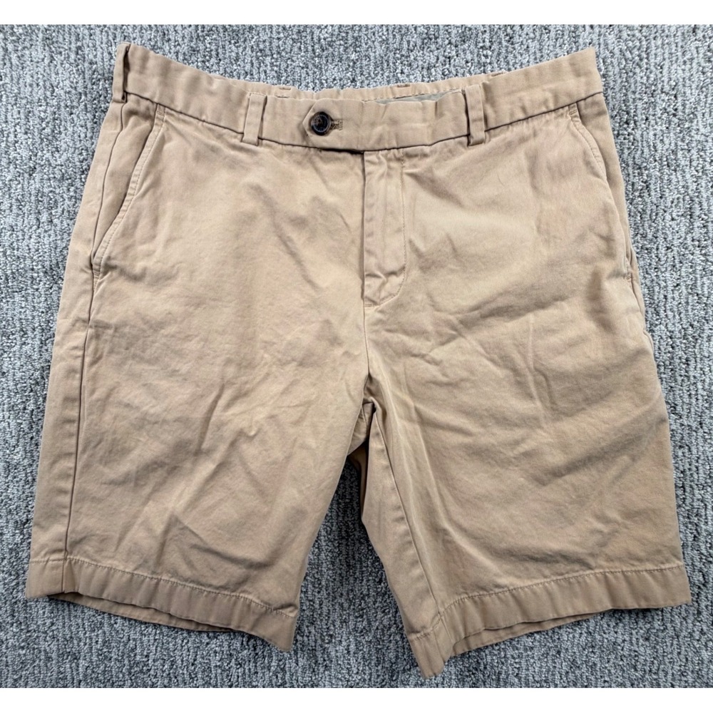 Brooks Brothers Bermuda Shorts Mens 34 Tan‎ Khaki 100% Cotton Flat Front Chino